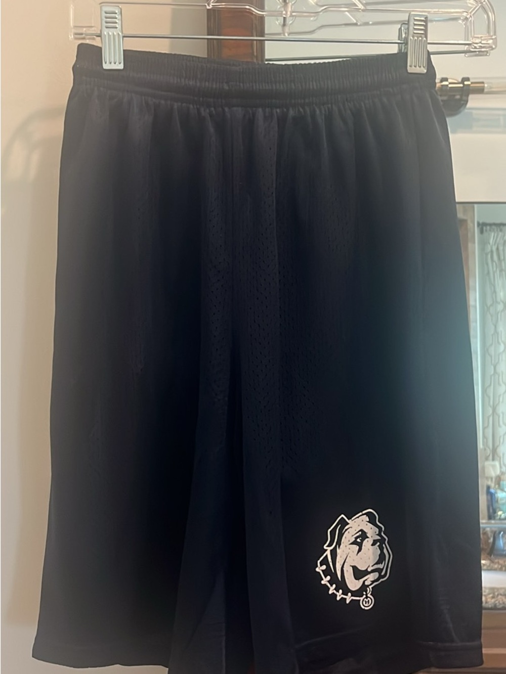 Men's Black Athletic Shorts with Bulldog Logo